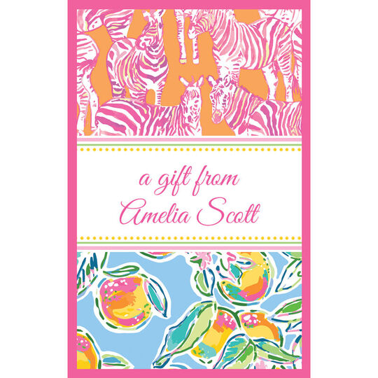 Pink and Orange Tall Zebra Flat Gift Enclosures